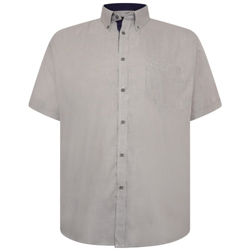 KAM Short Sleeve Stripe Shirt Charcoal